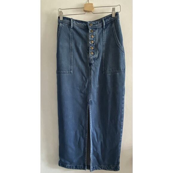 Young Fabulous And Broke YFB Maxi Denim Skirt Button Front NWT Y2K